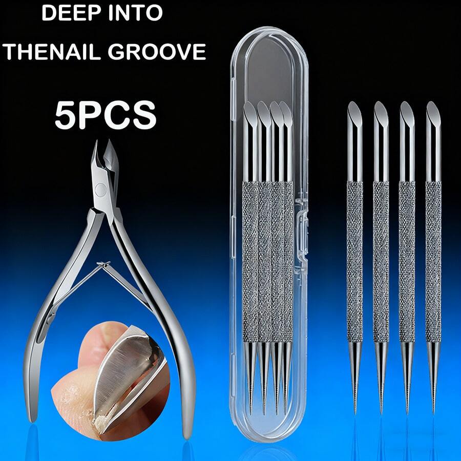 Bộ 1/3/5 dụng cụ đẩy/loại bỏ lớp biểu bì hình tam giác bền chắc - Dụng cụ làm móng bằng thép không gỉ, loại bỏ sơn gel hiệu quả và chăm sóc lớp biểu bì. - Nhiều màu - Xem 1