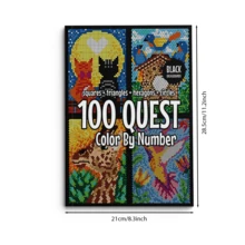 Adult Color Exploration Activity Book - Square + Triangle + Hexagon + Circle (Black Background), Pixel Coloring By Numbers, 2000-5000 Pixels Per Page, Approximately 30 Minutes Per Page - Black - View 10