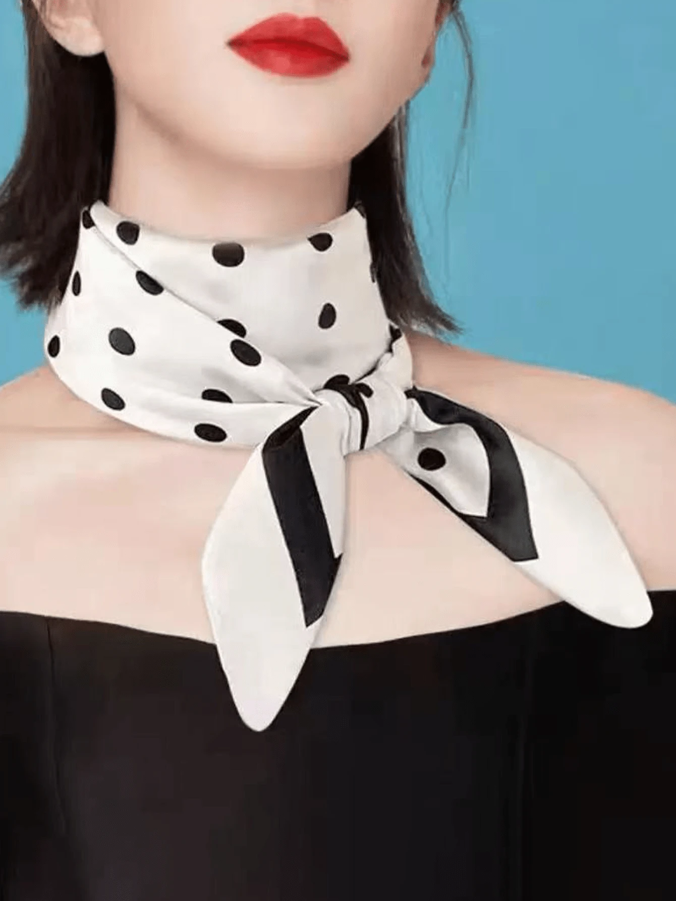 Pañuelo cuadrado de 70 cm con estampado de lunares, pañuelo bohemio de moda para el cuello y la cabeza de mujer