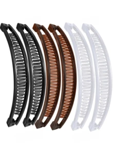 3/6个极简发爪夹优雅香蕉夹防滑马尾发圈Y2K发型配饰（注意：由于采用塑料材质，耐用性相对较差，使用过程中容易出现断裂、弯曲、磨损、腐蚀或老化等情况） - 彩色 - 查看 4