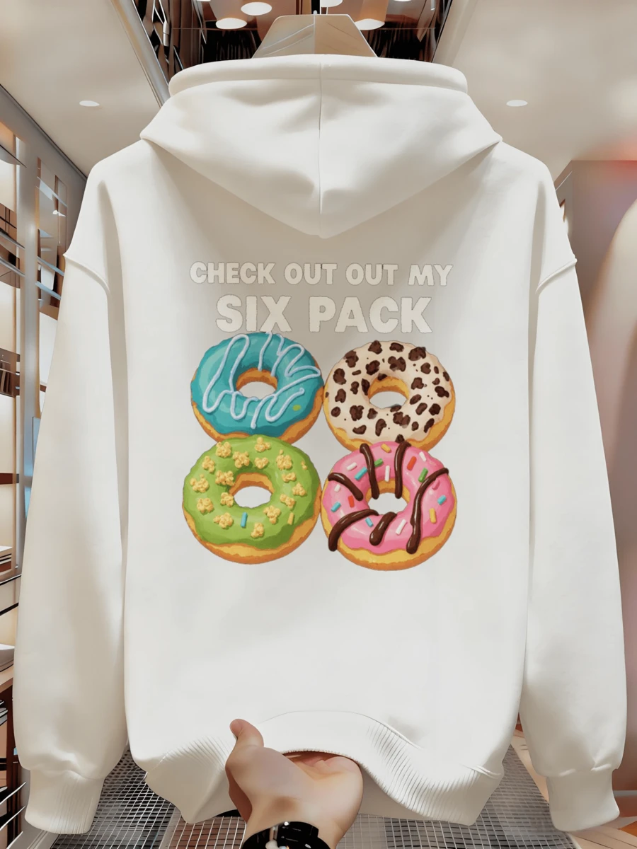 Men's American Style Hoodie, Autumn And Winter, Collegiate Style, Loose Fit, Versatile, Letter Print, Thickened, High Street, PENQ Men's Hoodie - 白色 - 查看 1