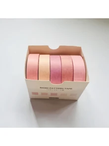 1 Set Of 5 Rolls Mixed Color Decorative Washi Tape, Suitable For Arts, DIY Crafts, Scrapbooking, Planners, Gift Wrapping And Creative Basic Tapes, Multi-Color Options - Multicolor - View 7