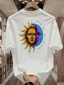 Camiseta de hombre con estampado gráfico personalizado, camiseta de algodón de manga corta, algodón peinado, lavable, transpirable, que absorbe el sudor, top casual con gafas L1SS - Blanco - Ver 1