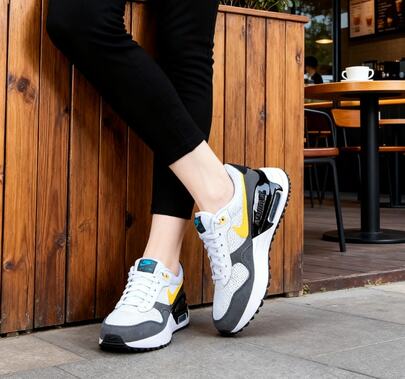 Nike ナイキ エア マックス SYSTM レディース ランニングシューズ エアクッション ショック吸収 反発力 耐久性ラバーアウトソール アウトドア カジュアル ホワイト&レーザーオレンジ カラーウェイ ファッション 多用途スポーツシューズ DQ0284-104