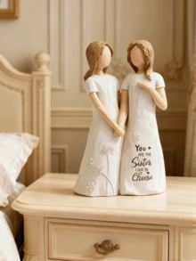 母女天使树脂雕像，家庭天使摆件 - 耐用收藏雕像，温馨天使树脂雕像家居装饰母女摆件 - 彩色 - 查看 2