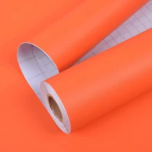1 Roll Matte Solid Color Self-Adhesive PVC Wallpaper - Easy To Tear And Stick, Waterproof And Oil-Proof, Removable Contact Paper, Suitable For Kitchen, Bedroom, Living Room Walls, Countertops And Furniture Makeover - Orange - View 12