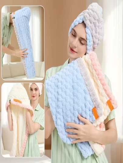 1pc 50*70cm Women's Wide-Tail Design Autumn/Winter Extra Large Thick Quick-Drying Hair Towel, Super Absorbent Hair Turban, Suitable For Home, Travel, Drying Curly, Long And Thick Hair