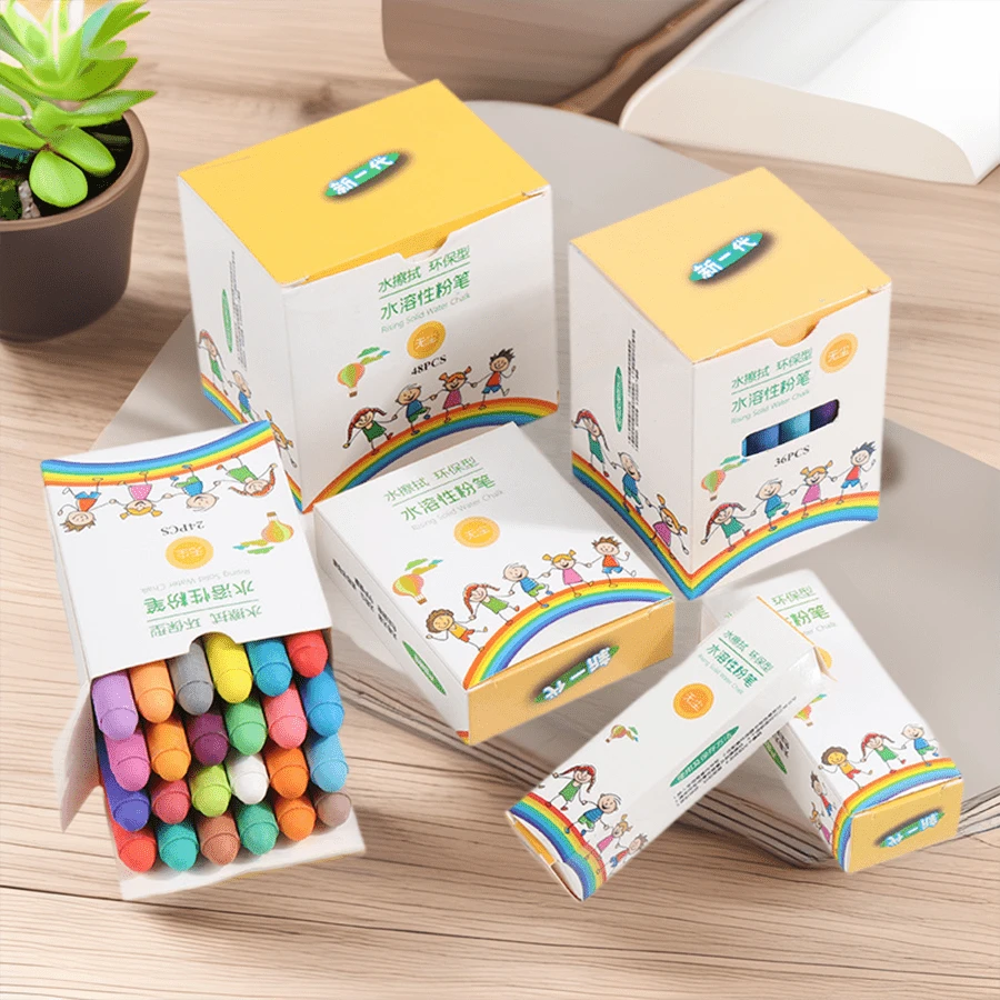 9pcs/12pcs/24pcs/36pcs/48pcs Washable Dust-Free Solid Color Chalk - No Mess, Erasable | Back To School Chalk Set With Storage Box, Colorful Sidewalk Chalk For Outdoor Art And Games