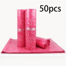 25/50/100 Pcs Heart Pattern Waterproof Mail Bags - Durable Plastic Clothing And Daily Package Delivery Bags, Suitable For Party, Wedding Gift Bags - Multicolor - View 11