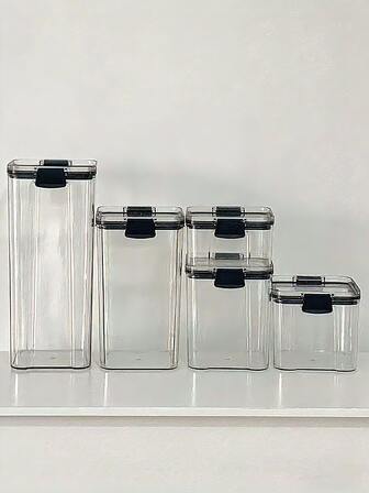 1个密封罐，多谷物厨房储物，透明塑料罐盒，零食干货茶叶储物罐，带盖密封，方便存放，防漏锁盖，适用于储存谷物、香料、茶叶、珠子和配件。注意！不可放入洗碗机清洗。