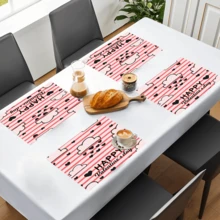 1 pieza/4 piezas/6 piezas Manteles individuales de lino con estampado temático del Día de San Valentín, aptos para mesa de comedor, Día de San Valentín, se pueden usar como regalo del Día de San Valentín, decoración del Día de San Valentín, aplicable para todas las temporadas, mantel de mesa de comedor moderno y lavable, decoración de habitación, posavasos, manteles individuales para cocina y comedor, decoración de fiesta interior/exterior, decoración del hogar, regalo ideal