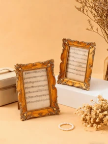 Moldura requintada em estilo barroco dourado - Resina artesanal, orientação vertical, elegante peça de decoração para casa, ideia de presente exclusiva para amigos e familiares. - Multicolorido - Ver 5