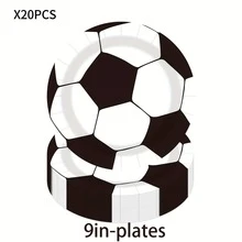 80pcs Football Themed Football Disposable Tableware Set, Includes Disposable Plates, Napkins, And Paper Cups , Perfect For Sports Party, Camping, Barbecues, Picnic, Wedding, Party And Birthday, Suitable For Sports Party Decorations, Home Decorations, Birthday Decorations, Wedding Decorations, Which Perfect Footabll Party Supplies, Bbq Supplies, Football Game Viewing Parties, Birthday Party Supplies - Multicolor - View 4