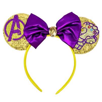 Disney 1pc Shiny Cartoon Superhero Infinity Gauntlet Themed Oversized Sequin Headband, Women Girls Castle Theme Park Decoration Hair Accessory, Student Party Costume Headpiece