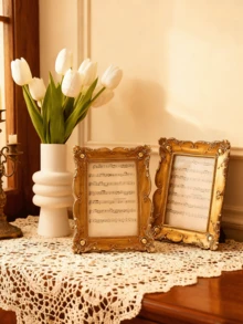 Moldura requintada em estilo barroco dourado - Resina artesanal, orientação vertical, elegante peça de decoração para casa, ideia de presente exclusiva para amigos e familiares. - Multicolorido - Ver 9