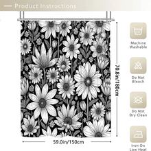 1/3/4pcs Black & White Daisy Floral Print Shower Curtain Bathroom Sets,Minimalist Retro Style Waterproof And Wear-Resistant Accessories,With 12 Hooks - Includes Toilet Seat Cover, Bath Mats, And Rugs - Plastic Fabric - Washable,Mildew-Resistant - Perfect For Holiday Decor,Home/Bedroom/House/Western/Spring Decor,