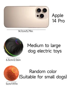 宠物电动玩具，智能弹跳球，智能跳跃滚动互动狗狗玩具球，耐用运动激活自动滚动球玩具，适合小型/中型/大型犬，USB充电，颜色随机 - 彩色 - 查看 3