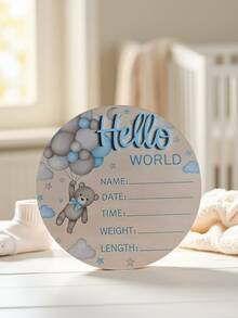 1件装“你好，世界”宝宝出生公告板，木质宝宝出生公告牌，新生儿摄影道具，宝宝纪念礼物，婴儿派对复活节礼物，男女宝宝通用 - 淺藍色 - 查看 7