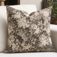 1pc Floral Vintage American Decorative Soft Pillow Cover, Farmhouse Style Sofa Cushion Cover, Suitable For Living Room, Bedroom, All Seasons, Also As A Gift - Grey - View 15