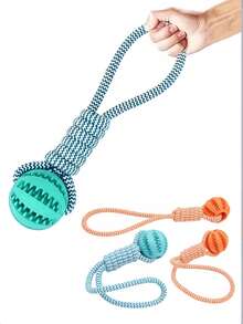 3-In-1 Dog Braided Rope Ball Toy With Handle, Durable Chew Toy For Chewing Training, Fetch, Tug Of War, Retrieval Games, Christmas Gift - Multicolor - View 2
