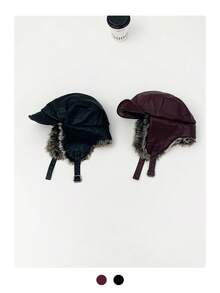 复古美式豹纹加厚绒耳罩飞行员帽，女士秋冬保暖防风