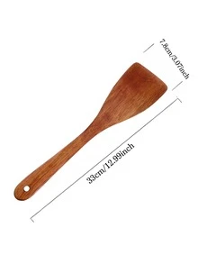 1PC High-Quality Heat-Resistant Solid Wood Non-Stick Pan Spatula - 12.99 Inch Long Handle Wooden Cooking Spoon, Smooth & Durable Surface, Easy To Clean, Suitable For Non-Stick Pans & Frying Pans, Ideal For Cooking, Grilling, Baking, Essential Kitchenware/Tableware For Families, Restaurants & Apartments, Perfect As A Cooking Spoon For Home Kitchen Sets, Wooden Spoon, Spoon Set & Kitchen Gift