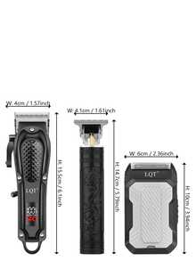 LQT 1件/2件/3件套专业理发器和胡须修剪套装，男士无线电动理发器，USB充电和数字显示，男士理发工具，便携式电动剃须刀，家用理发用品，圣诞节爸爸礼物，男士礼物
