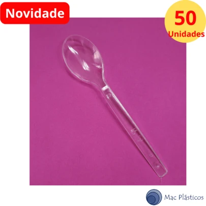50 Unid Colher para Sobremesa Sundae Descartável cor Cristal - MacPlásticos