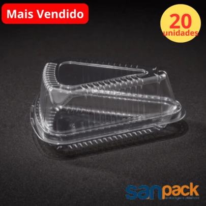 20 Unid Embalagem para Fatia de Bolo / Torta / Pudim com Tampa Solta Modelo S 630