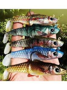 1个天然钓鱼饵，三钩铅头设计，含诱鱼剂，适合全年垂钓，海鲈鱼饵，海水船钓仿生饵 - 彩色 - 查看 2