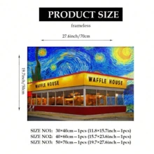 1pc Colorful Starry Sky & Bright Warm Waffle House Canvas Painting, Home Decor Suitable For Various Occasions, Ideal New Year & Valentine's Day Gift, Room Decoration Aesthetics, Wall Art, Perfect Gift, Living Room, Bedroom, Kitchen, Entryway, Bathroom, Modern & Vintage Home Decor - Multicolor - View 4