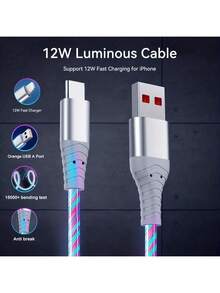 LED 背光快充线，编织耐用 USB 转 Lightning 接口，适用于 14/13/12/11/10 系列 - 居家、办公、旅行、圣诞礼物/家庭礼物的理想之选 - 藍色[for iphone] - 查看 9