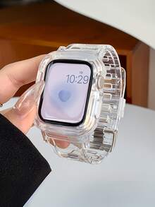 1条休闲TPU运动一体式硅胶表带,兼容 49mm、46mm、45mm、44mm、42mm、41mm、40mm、38mm,色彩鲜艳的表带配件,兼容 Series 11、SE3、10、9、8、7、6、5、4、3、2、1、Ultra 3/2/1,时尚日常佩戴及健身跑步智能手表表带,男女通用运动表带,可更换表带配件,生日、圣诞节、返校礼物,男女皆宜。 - 無色 - 查看 4