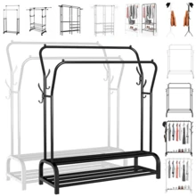 Lislark White Heavy Double Clothes Rail Hanging Rack Garment Display Stand Storage Shelf, Strong Support And Durability, Clean And Simple, Suitable For Any Style Of Living Space - Black - View 4