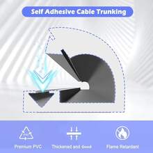 1PC 1m/2m/3meters Cable Hider,Flexible Cable Concealer For Wall Mounted TV, Self-Adhesive Cord Hider Protector Soft Wire Cover With Cap For Wall Home Office Use - Multicolor - View 10