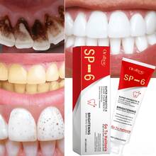 La pasta dental blanqueadora SP6 de 120 g contiene aceite de coco, bicarbonato de sodio y menta. Esta pasta suave limpia eficazmente los dientes, elimina las manchas y el amarilleamiento, y cuida tu salud bucal. - Menta - Ver 2