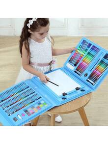 1 Set/168pcs Watercolor Pens, Art Painting Tools, Stationery Gift Painting Set, Writing Tools, School Supplies (Box Color And Pattern Randomly Shipped), Christmas Stocking Fillers, Fun, Christmas Stocking Fillers, Stocking Fillers, Socks - Multicolor - View 2