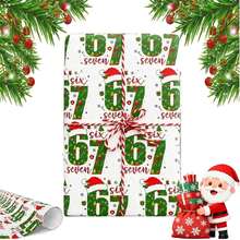 1pc Funny 67-Themed Wrapping Paper Christmas Gift Wraping Paper, Kraft Paper, Fun Christmas - Themed 6 7 Wrapping Paper, Unique Meme Holiday Gift 6-7 Wrap Papers Roll, 19in Wide Small Birthday Xmas Santa Festive Present Roll - Multicolor - View 11