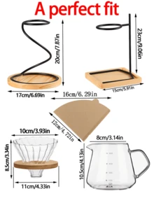 1 Set Coffee Cup Holder, Including Base, Valentine's Day Gift, Bathroom Decor, Provides Simple And Convenient Storage Solution For Coffee And Tea Lovers. Perfect Gift For Dad, Boyfriend, Coffee Enthusiasts. Home Kitchen Coffee Service Set (Black Set) Spiral Coffee Drip Rack, Includes Reusable Metal Filter, Manual Drip Coffee Stand, Cup Holder, Paper Filters. Black Coffee Accessories: Cup Holder, Filter, Retro Drip Coffee Cup Rack And Funnel Holder - Multicolor - View 4