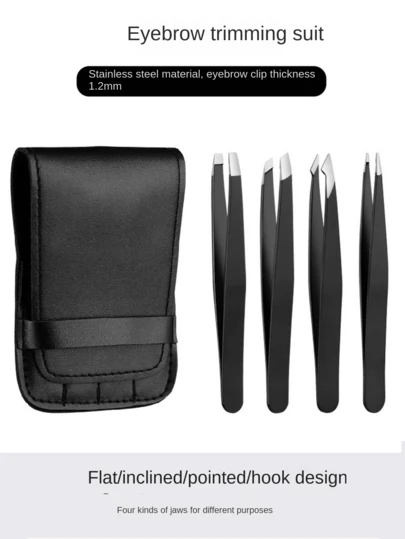1.2mm Thick Stainless Steel Eyebrow Tweezers, Nose Hair Removal Tool Kit