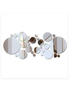 28pcs/Set 3D Acrylic Mirror Wall Sticker, Round Mirror, DIY Bedroom, Bathroom And TV Background Room Sticker Wall Decoration - Multicolor - View 5
