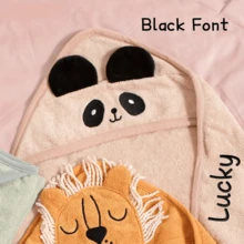 1pc Custom Embroidered Name Towel Animal Soft Quick-Dry Hand Towel Personalized Cute Cartoon Hooded Towel Multi-Functional Hooded Bath Towels Neutral Animal Face Lion Frog Rabbit Panda Hooded Capes Ideal Gifts For Girls Boys Friends - Multicolor - View 11