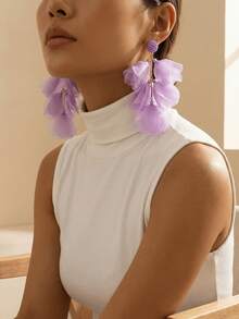 1 Pair Handmade Romantic Light Purple Multi-Layer Tassel Earrings, Fashionable Attention-Grabbing Jewelry For Women, Suitable For Parties And Galas - Mauve Purple - View 4