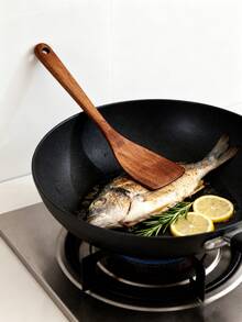 1PC High-Quality Heat-Resistant Solid Wood Non-Stick Pan Spatula - 12.99 Inch Long Handle Wooden Cooking Spoon, Smooth & Durable Surface, Easy To Clean, Suitable For Non-Stick Pans & Frying Pans, Ideal For Cooking, Grilling, Baking, Essential Kitchenware/Tableware For Families, Restaurants & Apartments, Perfect As A Cooking Spoon For Home Kitchen Sets, Wooden Spoon, Spoon Set & Kitchen Gift