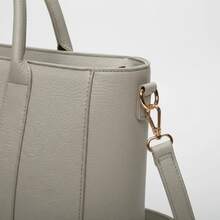 Large Structured Tote Bag For Women With Crossbody Strap, Premium Finish, Executive Style, Spacious And Comfortable - Light Grey - View 4