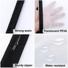 Set Of 5 Protective Dust Bags With Transparent Zipper Closure, Made Of EVA Material, Washable, Hangable And Portable, Suitable For Organizing Closets, Protecting Shirts, Suits, Dresses And Other Clothing Items From Dust, Also Serving As Transparent Zippered Garment Covers. - trong suốt - Xem 8