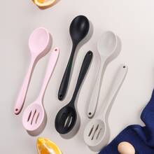 Keidason 1/2 Cuchara de mezcla grande de silicona, cuchara para ensalada, resistente al calor, utensiio de cocina - Negro - Ver 2