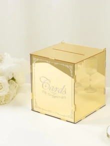 1pc Acrylic Wedding Card Box With Mirror Design - Ideal For Storing Wedding, Anniversary Cards, Best Gift, Wedding Decor, Home Decor, Room Decor, Party Favor