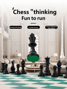 1 Set High-End Magnetic PVC Foldable International Chess Set, 24cm*24cm Game Board, Indoor Storage, Adult Gift Game Chessboard, Foldable & Collapsible - Bronze - View 9