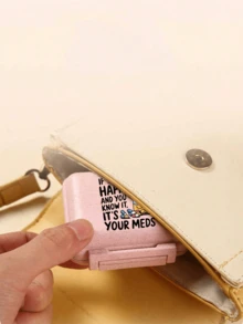 Mini 6-Compartment Portable Pill Box, 6-Slot Small Pill Box, Pink Small Pill Box (With "Medicine" Letter), 6-Day Pill Box, Letter Travel Pill Box, 6-Compartment Portable Pill Box, Daily Vitamin Pill Box, Wallet-Style Small Pill Box, Letter Pendant Storage Box, Earring, Ring, Jewelry Storage Box, Essential For Dorm, Home, Travel - Multicolor - View 6